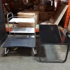 3 X BRAND NEW MIXED LOT CONTAINING 1 COFFEE TABLE IN BLACK - 1 SERVING TROLLEY ON WHEELS - 1 FOLDING PERSONAL TABLE