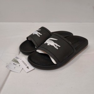 8 X BRAND NEW LACOSTE CROC SLIDERS IN BLACK SIZE 4-6-7-8 £34.99 PP