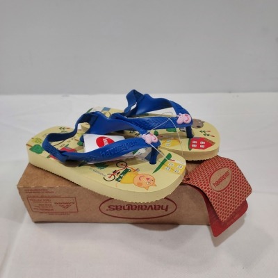 6 X BRAND NEW HAVAIANAS KIDS BABY PEPPER PIG SANDALS/ FLIP FLOPS IN BLUE/YELLOW SIZE 5-6-8 £22.99 PP