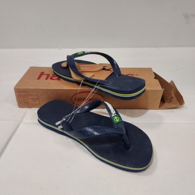 9 X BRAND NEW HAVAIANAS H BRASIL FLIP FLOPS IN NAVY BLUE SIZE UK 10-11-12-13- 1-2 - 3 £22.99 PP