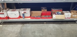 100 + BRAND NEW MIXED HARDWARE LOT CONTAINING SOUDAL PROFESSIONAL SEALANTS & ADHESIVES - QUALITY & SERVICE FRAME PARTS - DOOR LOCK MAXIM 3 CHROME 15MM LH LOCKING - ERA WINDOW SHOOTBOLTS 15MM KIT 2 BATCH NO 2448 - VARIOUS SCREWS ETC ON A FULL SHELF