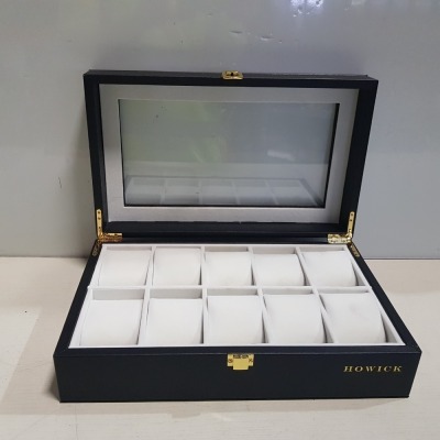 36 X BRAND NEW HOWICK 10 SLOT WATCH BOX - EACH BOX DIMENSIONS L34CM X W21CM X H10CM