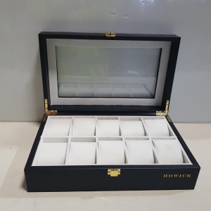 36 X BRAND NEW HOWICK 10 SLOT WATCH BOX - EACH BOX DIMENSIONS L34CM X W21CM X H10CM