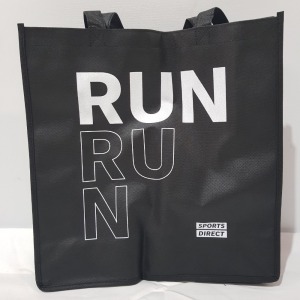 900 X BRAND NEW REUSABLE TOTE BAG SPORTS DIRECT RUNNING BNS IN 9 BOXES SIZE 37CM X 37CM X 10CM DEPTH