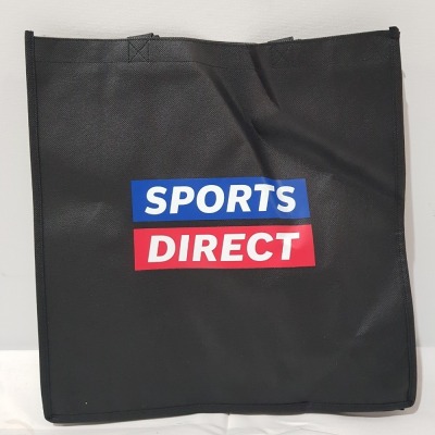 900 X BRAND NEW REUSABLE TOTE BAG SPORTS DIRECT GENERIC 37CM X 37CM X 10CM DEPTH IN 9 BOXES