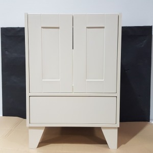 4 X BRAND NEW 600 VANITY UNIT IN MUSSEL SERIAL NUMBER 29427/432 - DIMENSIONS 86CM X 60CM X 45CM ON A FULL PALLET