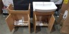 3 X BRAND NEW MIXED LOT CONTAINING 2 X 2 DRAWER OAK UNITS DIMENSIONS - 83CM X 60CM X 31CM - 1 X WHITE BASIN DIMENSIONS 65CM X 40CM X 20CM - 2