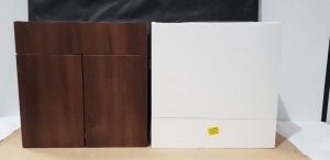 6 X BRAND NEW MIXED LOT CONTAINING 4X 600 WC UNIT IN WHITE SERIAL NUMBER 29277/000 DIMENSIONS 60CM X 60CM X 34CM - 2 X 600 BASE UNIT IN DARK WALNUT DIMENSIONS 60CM X 60CM X 34CM - ON ONE FULL PALLET