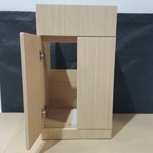 7 X BRAND NEW COMPACT L SHAPED BASIN UNIT IN LIGHT OAK - SERIAL NUMBER 29283/280 - DIMENSIONS 80CM X 45CM X 35CM