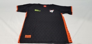 22 X BRAND NEW VP PLAYER PREMIUM JERSEY - 2019 IN BLACK/ ORANGE AND GREEN ALL IN SIZE LARGE - IN ONE TRAY - TRAY NOT INCLUDED