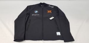 20 X BRAND NEW FNATIC PRO JACKET 2021 IN BLACK WITH MIXED SPONSORS - ALL IN SIZE SMALL - IN ONE TRAY - TRAY NOT INCLUDED