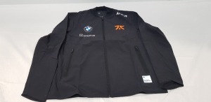 20 X BRAND NEW FNATIC PRO JACKET 2021 IN BLACK WITH MIXED SPONSORS - ALL IN SIZE LARGE - IN ONE TRAY - TRAY NOT INCLUDED