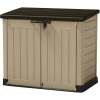 1 X KETER STORE - IT - OUT MAX OUTDOOR STORAGE SHED - 1200L ( MODEL : 254661) IN BEIGE AND BROWN COLOUR SIZE : 125 H X 145.5 W X 82 D CM (PLEASE NOTE BOX IS DAMAGED - UNKNOWN CONDITION - 1ST IMAGE IS FROM STOCK FILE FOR REPRESENTATION ONLY)