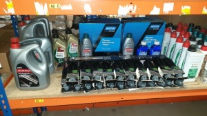 AUTOMOTIVE / CAR SPARES TRADE LOT ON 1 FULL SHELF IE. WHEEL CLEANER BRUSHES PLUS APPROX 81 MOTOR OILS (NOTE SOME DATE STAMPS ARE 2009)