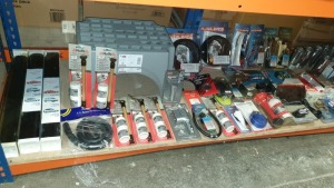 APPROX 70 ITEMS OF AUTOMOTIVE / CAR SPARES TRADE LOT ON 1 FULL SHELF IE. VALVE GRINDING KITS, AIR HORNS, WINDOW FILM, CAR BOOT ORGANISERS, SPEAKER ADAPTOR KITS ETC.