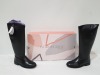 8 X BRAND NEW IVORY CASTLE WOMENS TALL REAL LEATHER BOOTS IN SIZE 5 IN BLACK SEPERATELY PACKAGED IN ONE LARGE BOX