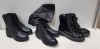 40 X BRAND NEW MIXED WOMENS SHOES/ BOOTS LOT CONTAINING SIDE ZIPPED BOOTS IN BLACK SIZE 8 - KNEE-LENGTH LONG BOOTS IN BLACK SIZE 6 - SIDE ZIPPED BOOTS IN VARIOUS STYLES AND SIZES ETC IN TWO LARGE TRAYS - TRAYS NOT INCLUDED