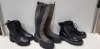 40 X BRAND NEW MIXED WOMENS SHOES/ BOOTS LOT CONTAINING KNEE HIGH CHUNKY SOLE BOOTS IN DARK GREY AND BLACK SIZE UK 6 - HIGH HEELS IN BLACK SIZE UK 8 - ANKLE HIGH CHUNKY SOLE BOOTS IN BROWN SIZE UK 5 - VARIOUS STYLES AND SIZES OF SIDE ZIP BLACK BOOTS ETC