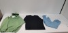 20 X BRAND NEW MIXED LAUNDRY CLOTHING LOT CONTAINING HOODIES , TRACKSUIT BOTTOMS , T-SHIRTS IN MIXED COLOURS AND SIZES ETC IN ONE TRAY - TRAY NOT INCLUDED