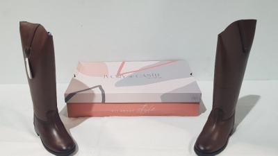 8 X BRAND NEW IVORY CASTLE WOMENS TALL REAL LEATHER BOOTS IN SIZE 6 IN BROWN SEPERATELY PACKAGED IN ONE LARGE BOX