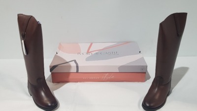 8 X BRAND NEW IVORY CASTLE WOMENS TALL REAL LEATHER BOOTS IN SIZE 7 IN BROWN SEPERATELY PACKAGED IN ONE LARGE BOX