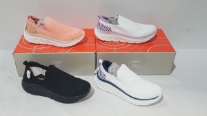 14 X BRAND NEW MIXED URBAN JACKS SLIP ON TRAINERS 7 IN CORAL IN SIZES 1 IN SIZE 4 , 2 IN SIZE 5 , 4 IN SIZE 6 , 3 IN BLACK SIZES 1 IN SIZE 5 , 2 IN SIZE 6 , 3 IN WHITE/NAVY /BEGE IN SIZES 1 IN SIZE 4 , 2 IN SIZE 5 , AND ONE IN WHITE/LILAC /MULTI IN SIZE 6