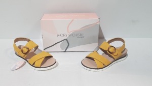 12 X BRAND NEW IVORY CASTLE WOMENS SUMMER BEACH FASHION SANDALS IN SIZE 3 IN MUSTARD/YELLOW SEPERATELY PACKAGED IN ONE LARGE BOX