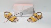 12 X BRAND NEW IVORY CASTLE WOMENS SUMMER BEACH FASHION SANDALS IN SIZE 5 IN MUSTARD/YELLOW SEPERATELY PACKAGED IN ONE LARGE BOX