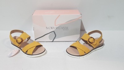 12 X BRAND NEW IVORY CASTLE WOMENS SUMMER BEACH FASHION SANDALS IN SIZE 5 IN MUSTARD/YELLOW SEPERATELY PACKAGED IN ONE LARGE BOX