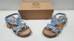 8 X BRAND NEW JO & JOE NAPOLI WOMEN'S SANDALS IN BLUE IN SIZE'S 1 IN SIZE 4 , 4 IN SIZE 5 , 3 IN SIZE 7 IN ONE LARGE BOX