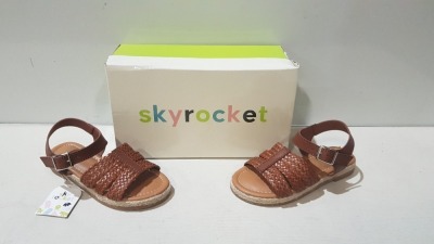 12 X BRAND NEW SKY ROCKET KIDS SANDALS IN BROWN IN SIZE UK10 IN ONE LARGE BOX