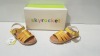 12 X BRAND NEW SKY ROCKET KIDS SANDALS IN MUSTARD IN SIZE 12 , IN ONE LARGE BOX