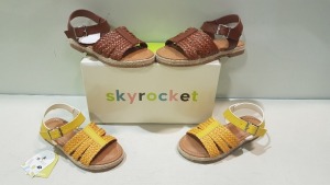 11 X BRAND NEW MIXED SKY ROCKET KIDS SANDALS 9 IN MUSTARD IN SIZE UK 1 / EURO 32 , 1 IN BROWN SIZE 10 , 1 IN BROWN SIZE 13 IN ONE LARGE BOX