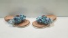 14 X BRAND NEW BLUE FLORAL WOMEN'S SANDALS IN SIZE 4/37 IN ONE BOX