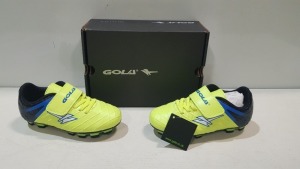 16 X BRAND NEW GOLA KIDS FOOTBALL BOOTS IN SIZE UK 11 IN VOLT/BLACK/PRO BLUE