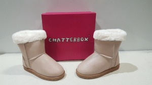 10 X BRAND NEW CHATTERBOX GIRLS SPARKLY WINTER BOOTS IN BEIGE SIZE UK 8 IN ONE LARGE BOX