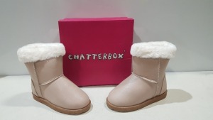 10 X BRAND NEW CHATTERBOX GIRLS SPARKLY WINTER BOOTS IN BEIGE SIZE UK 9 IN ONE LARGE BOX