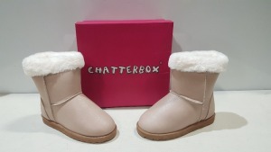 10 X BRAND NEW CHATTERBOX GIRLS SPARKLY WINTER BOOTS IN BEIGE SIZE UK 13 IN ONE LARGE BOX