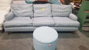 1 X 3 SEATER GREY SOFA SIZE - 242X100X75CM WITH POUFFE (SOFA.COM RETURNS)