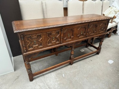 MEDIUM HAND CARVED WOODEN SIDEBOARD (19TH CENTURY PERIOD STYLE) *** NOTE: ASSETS LOCATED IN CROYDON. WILL NEED COLLECTING IN PERSON BY 30TH AUGUST 2024 TO AVOID STORAGE CHARGES ***