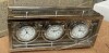 3 TIME ZONE SILVER COLOURED CLOCK *** NOTE: ASSETS LOCATED IN CROYDON. WILL NEED COLLECTING IN PERSON BY 30TH AUGUST 2024 TO AVOID STORAGE CHARGES ***