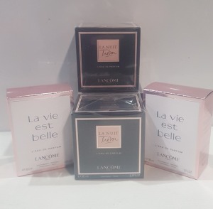 5 X BRAND NEW LANCOME SCENT IE. 2 X 30ML LA VIEW EST BELLE EDP & 3 X 50ML LA NUIT TRESON EDP - SEALED