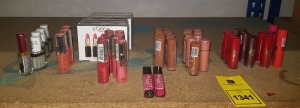 50 X BRAND NEW MIXED MAKE UP LOT CONTAINING ESSIE 429 NAIL LACQUER / LOREAL 711 SUMMER SIENNA LIP BALM / LOREAL 708 FEARLESS RED LIP BALM / LOREAL 704 STATEMENT PINK LIP BALM / W7 VANILLA LIPSTICK / W7 BUTTER KISS RED DAWN LIPSTICK / LIPPY BUTTER LONDON L