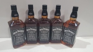 5 X BRAND NEW SEALED JACK DANIELS TENNESSEE WHISKEY - 1 LITRE BOTTLES - 40 % VOL