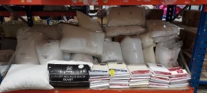 LARGE AMOUNT OF BRAND NEW BEDDING LOT CONTAINING 15 TOG SUPERKING SIZE DUVET / 10.5 TOG ECO FRESH SUPERKING DUVETS / 10.5 TOG DOUBLE BED LUXURY BOUNCE BACK DUVET / VARIOUS SIZES PERCALE FITTED BED SHEETS / VARIOUS STYLE PILLOWS / VARIOUS MATTRESS PROTEC