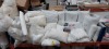 LARGE AMOUNT OF BRAND NEW BEDDING LOT CONTAINING MICROFIBRE LUXURY BED TOPPER 200 CCM X 200CM - DOUBLE BED 13.5 TOG DUVET - SLEEPSOFT PILLOW 74CM X 48CM - HOLLOW FIBRE CUSHIOOSN 16 X 12 - COROVIN FULLY FITTED MATTRES PROTECTORS - VARIOUS CUSHIONS AND PIL