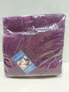 30 X BRAND NEW MUSBURY FABRICS BATH TOWELS IN GRAPE IN 1 BOX