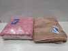 24 X BRAND NEW MUSBURY FABRICS BATH TOWELS INCLUDING - 10 IN COLOUR BROWN - 5 IN COLOUR LIGHT BROWN - 9 IN PINK IN ONE BOX