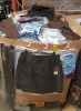 250 X BRAND NEW MIXED SCHOOL UNIFORM LOT CONTAINING WINTERBOTTOMS BROWN SCHOOL TROUSERS IN SIZE - BOYS AND GIRLS EASYCARE LONG SLEEVE SHIRTS - STRIPEY SHORT SLEEVED BLOUSES IN MIXED SIZES - WINTERBOTTOMS BLACK SKIRTS IN VARIOUS SIZES IN ONE LARGE PALLET