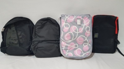 10 X BRAND NEW MIXED BACKPACK LOT CONTAINING 6 DEMIX BACKPACKS IN NAVY BLUE - 1 KAPPA BACKPACK IN BLACK AND GREEN - DEMIX BACKPACK IN BLACK AND RED - DEMIX BACKPACK IN BLACK - 1 BAG IN GREY, PINK AND WHITE